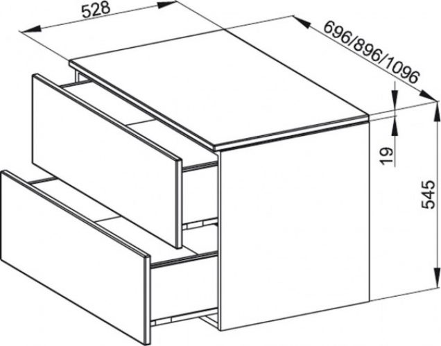 Bette Meuble suspendu latéral avec plaque de recouvrement Modules 2 tiroirs (RC07)