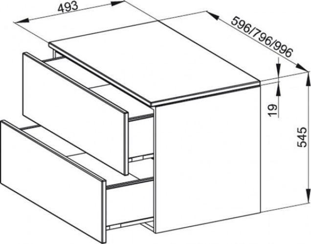 Bette Meuble suspendu latéral avec plaque de recouvrement Modules 2 tiroirs (RC03)