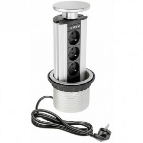 Bloc 3 prises escamotable – pour plan de travail  – 100 mm