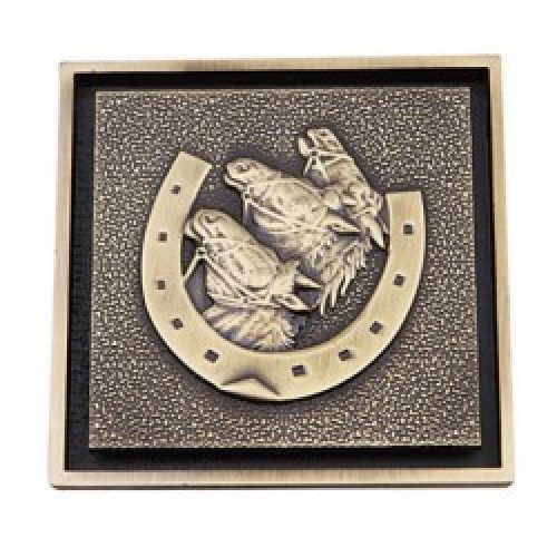 Bonde de drainage d&rsquo;eau à motif de têtes des chevaux en laiton antique