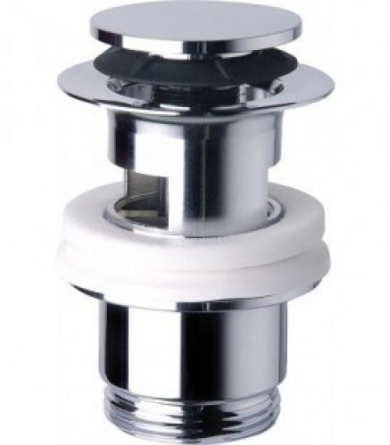 Bonde de vidage « Klicker » chromée avec trou trop-plein et grand bouchon 65mm x 1 1/4&Prime; x 60mm