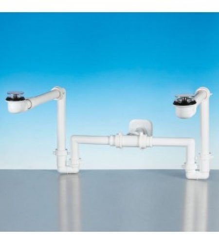 bonde gain de place pour lavabos avec deux bassines lira…