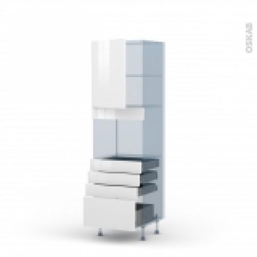 Bora Blanc Kit Renovation 18 Colonne Four Niche 45 N2159 1 Porte 4 Tiroirs L60Xh195Xp60