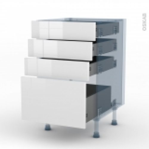Bora Blanc Kit Renovation 18 Meuble Casserolier 4 Tiroirs L50Xh70Xp60