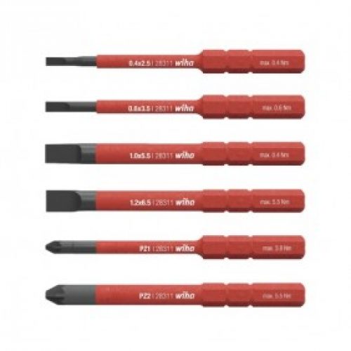 Boîte de 6 embouts slim Fente/PZ – isolés 1000 Volts