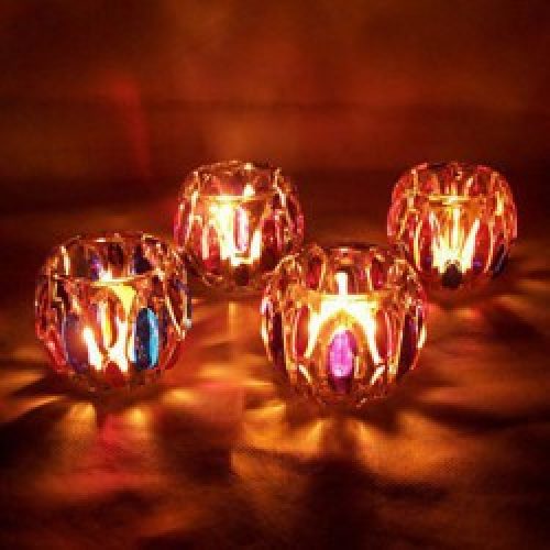 Bougeoir Candélabre en Verre, motif multicolore pour Décoration d’intérieur