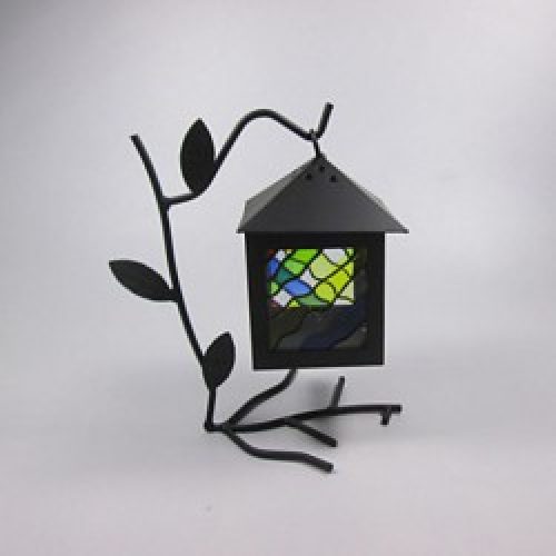 Bougeoir chandelier en Fer et Verre avec support sous forme de branche d&rsquo;arbre