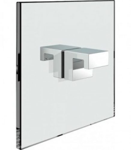 Bouton porte en verre, angle, bilatéral chromé brillant, trou verre 14 mm épaisseur 6-10 mm