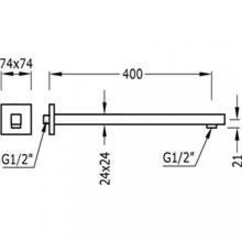 Bras de douche carré mural TRES