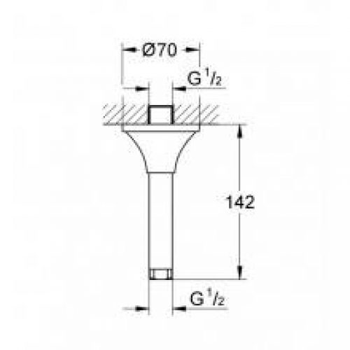 Bras de douche de plafond court Grohe Grandera Or