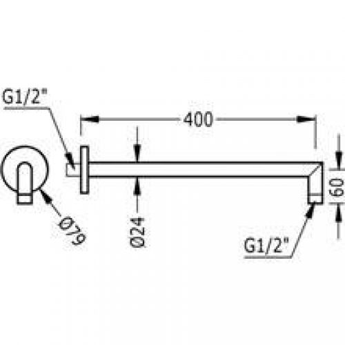 Bras de douche mural 40 cm base ronde TRES
