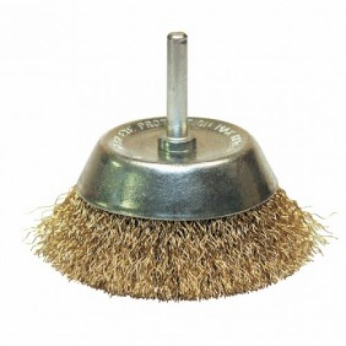 Brosse soucoupe laiton sur tige 6 mm