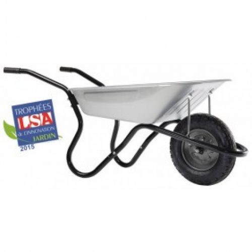Brouette galvanisée démontée – 1 roue gonflée – 90 L – BiBox One galva