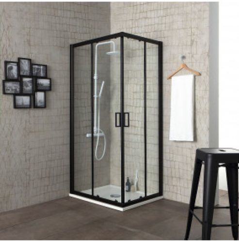 CABINE DE DOUCHE AVEC PROFIL NOIR OPAQUE 80X80X190 CM | VILLE
