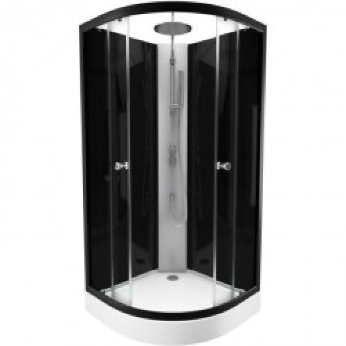 Cabine de douche complète – 1/4 cercle – 85 x 85 x 220 cm – Graphite – AURLANE