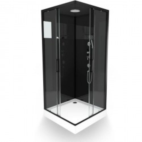 Cabine de douche complète – carrée – 90 x 90 x 215 cm – Black Mirror II – AURLANE