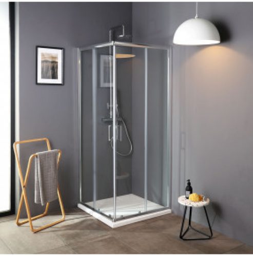 CABINE DE DOUCHE COULISSANTE EN CRISTAL 75X75 AVEC ANGLE DE LUNE