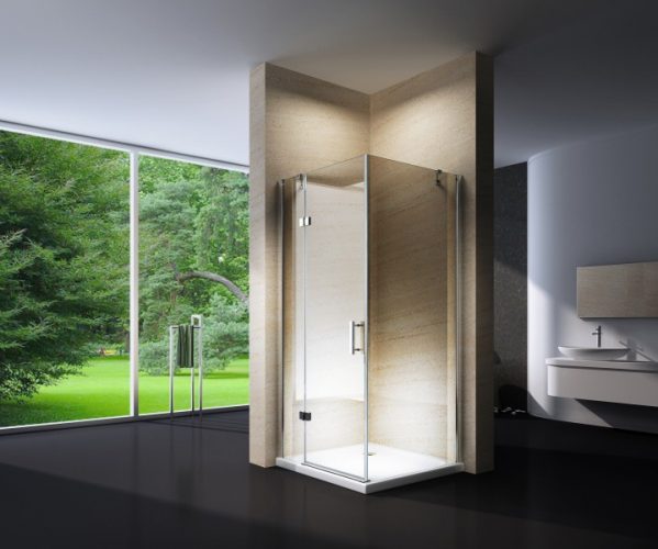 Cabine de douche en coin, en verre NANO EX403, 90 x 90 x 195cm + receveur