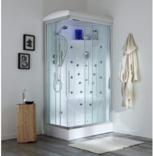 CABINE DE DOUCHE HYDROMASSAGE 70X90 IRIDE DROITE AVEC BAIN-VAPEUR