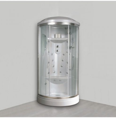 CABINE DE DOUCHE HYDROMASSAGE ET BAIN-VAPEUR 90 D’ANGLE MODÈLE IRIDE