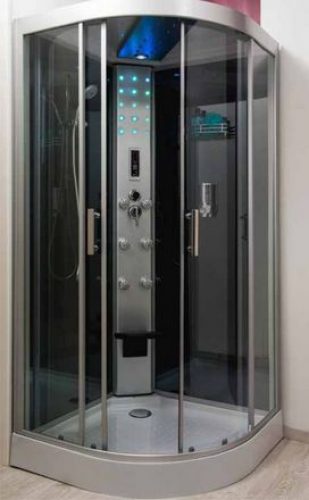 Cabine de douche hydromassante Skadi 1/4 cercle 100 cm – Montage sans silicone – Ondée