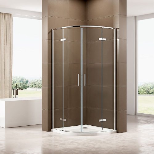 Cabine de douche quart de cercle avec portes pivotantes  EX406A – verre de sécurité ESG Nano – dimensions séclectionnables