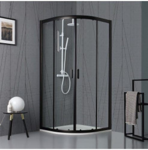 CABINE DE DOUCHE SEMI-CIRCULAIRE AVEC CRISTAL TRANSPARENT ET PROFIL NOIR MAT | CITY