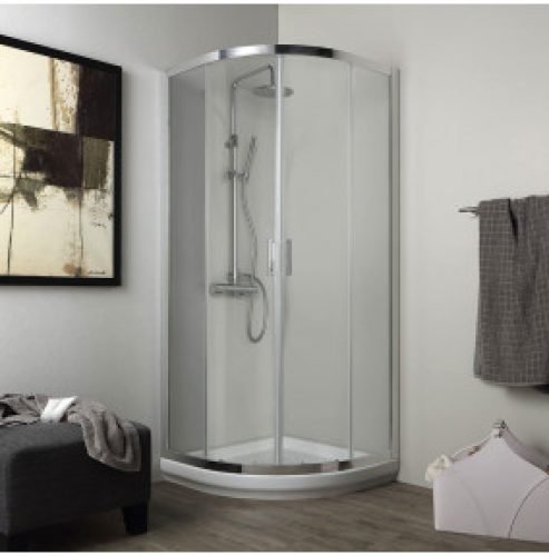 CABINE DE DOUCHE SEMICERCLE 80X80 CM VERRE 4MM TRANSPARENT ANGULAIRE