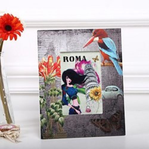 Cadre photo de style européen en bois multicouleurs