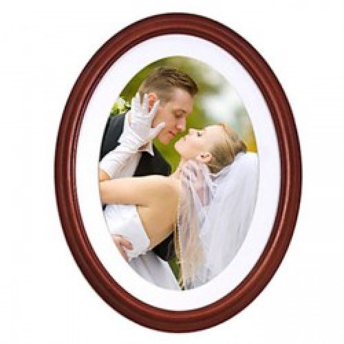 Cadre photo de style européen à forme ovale en bois