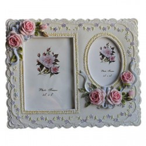 Cadre photo de style rustique à motif floral en polyrésine