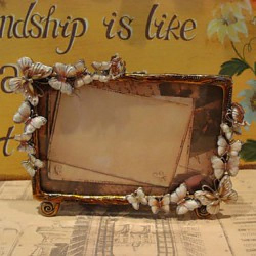 Cadre photo de style rustique à motif papillon en métal