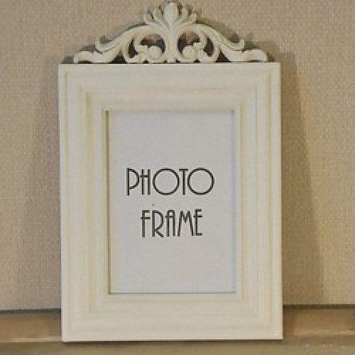 Cadre photo rectangulaire de style rétro en bois blanc