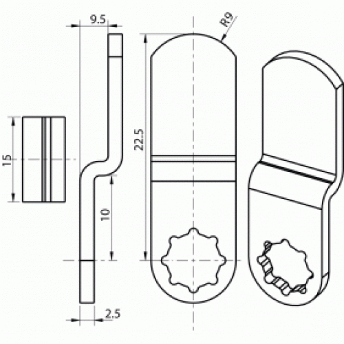 Came coudée 15929-69 pour serrure Ronis 1700-57 et 14200-01