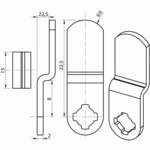 Came coudée 4929-62 pour serrure Ronis 4900-01