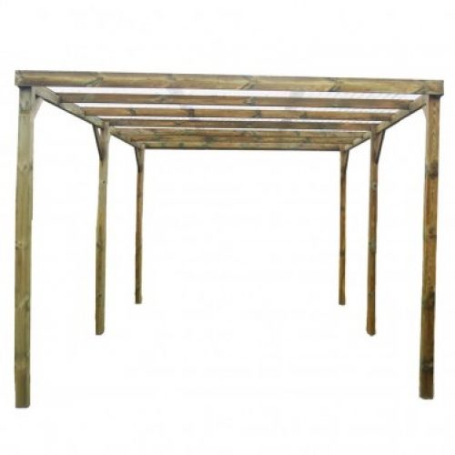 Carport bois autoclavé 15m², toit plat avec tôle PVC