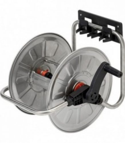 Chariot de tuyau mural en inox Element de raccordement en plastique, support inclus