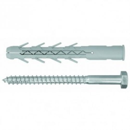 Cheville longues en nylon avec tirefond – fixation lourde – 4 pièces