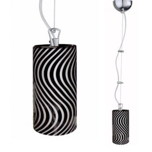 Éclairage de cuisine Suspension câble PSYCHE en verre noir et blanc