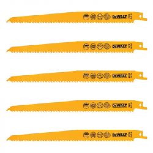 Coffret De 5 Lames Dewalt Dt2349 Pour Scie Sabre Bi Metal 228Mm