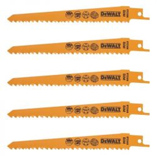 Coffret De 5 Lames Dewalt Dt2359 Pour Scie Sabre Bi Metal 152Mm