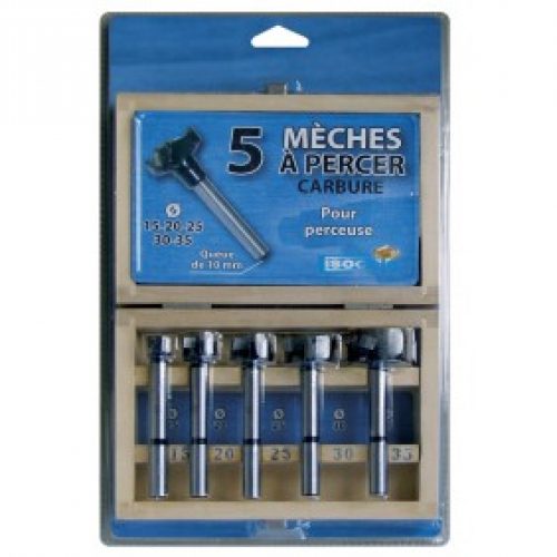 Coffret de 5 mèches à façonner en carbure 15 à 35 mm, queue de 10 mm