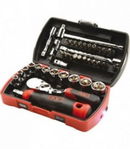 coffret de douilles et cliquets 39 pieces, 1/4 POcket light version cliquet chantier,eclairage