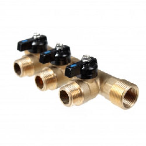 Collecteur Mâle (20/27)3/4″-Femelle (15/21)1/2″ mini-vannes monobloc départ Mâle (15/21)1/2″