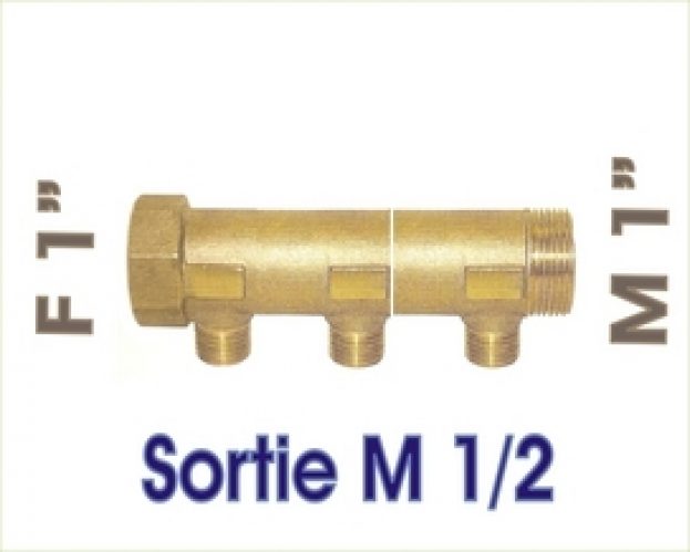 Collecteur nourrice MF1 » (26/34) 7 sorties M1/2 » (15/21) entraxe 50mm