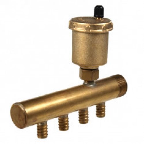 Collecteur pour tube PER Ø12 – 3/4″ Mâle-Bouchonné purgeur