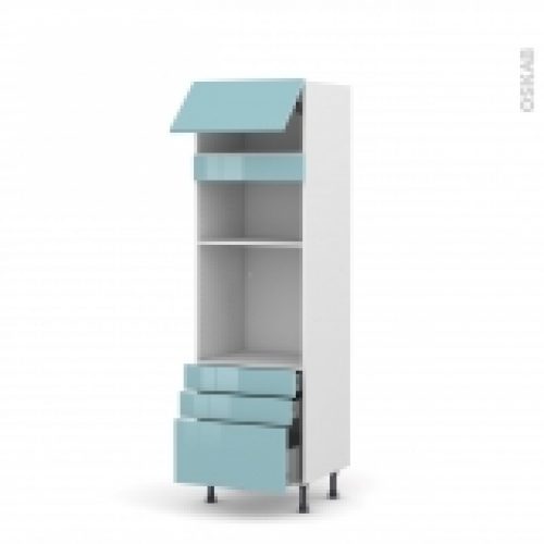 Colonne De Cuisine N1059 Fourmo Encastrable Niche 3638 Keria Bleu 1 Abattant 3 Tiroirs L60 X H195 X P58 Cm