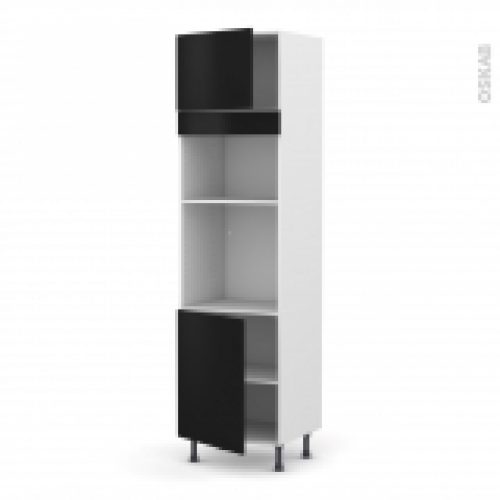 Colonne De Cuisine N1321 Fourmo Encastrable Niche 3638 Ginko Noir 2 Portes L60 X H217 X P58 Cm