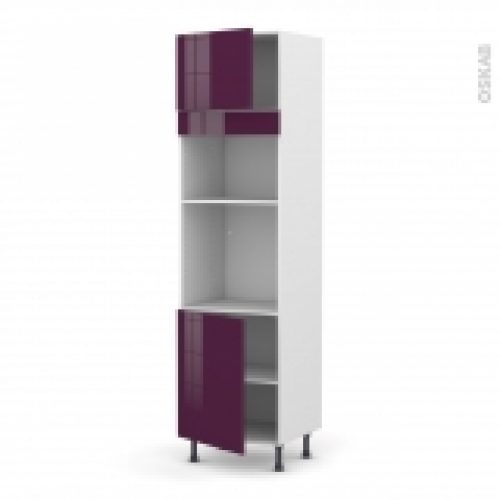 Colonne De Cuisine N1321 Fourmo Encastrable Niche 3638 Keria Aubergine 2 Portes L60 X H217 X P58 Cm