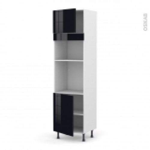 Colonne De Cuisine N1321 Fourmo Encastrable Niche 3638 Keria Noir 2 Portes L60 X H217 X P58 Cm